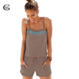 Lace Girl Summer Jumpsuits 2017 Spaghetti Strap Beach Playsuits Printed Jumpsuits Shorts Womens Sleeveless Bodysuit Overalls