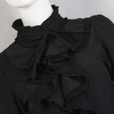 Lace Girl Fashion 2017 Stand Collar Long Sleeve Women Shirt OL Office Formal Elegant Ruffle Blouse Office Chiffon Tops Plus Size
