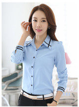 Lace Girl Chiffon White Shirts Office Blouses For Women Formal Blusas 2018 Spring Fashion Long Sleeve Collared Ladies Shirt Tops