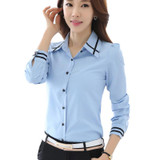 Lace Girl Chiffon White Shirts Office Blouses For Women Formal Blusas 2018 Spring Fashion Long Sleeve Collared Ladies Shirt Tops