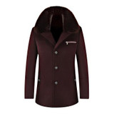 KOLMAKOV 2017 new winter high quality fur collar men's wool trench coat,cashmere windbreaker Thicker 50% woolen overcoat.