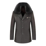 KOLMAKOV 2017 new winter high quality fur collar men's wool trench coat,cashmere windbreaker Thicker 50% woolen overcoat.