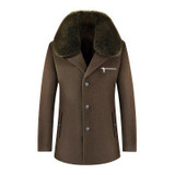 KOLMAKOV 2017 new winter high quality fur collar men's wool trench coat,cashmere windbreaker Thicker 50% woolen overcoat.