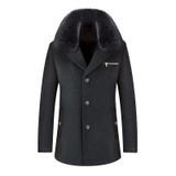 KOLMAKOV 2017 new winter high quality fur collar men's wool trench coat,cashmere windbreaker Thicker 50% woolen overcoat.
