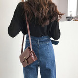 Kobeinc Boyfriend Jeans For Women Fashion Loose Women Jeans With High Waist Personality Asymmetrical Belt Vintage Denim Pants