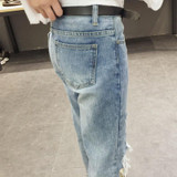 Kobeinc High Waist Denim Pants for Women Vintage Ripped Holes Jeans Harem Pantalon 2017 Autumn Vaqueros Mujer Pockets Pantalon