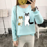 Kobeinc Autumn Winter Women Sweatshirts Puppy Dog Funny Printing Hoodies Thicking Warm O-Neck Pullover Sweatshirts For Female