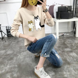 Kobeinc Autumn Winter Women Sweatshirts Puppy Dog Funny Printing Hoodies Thicking Warm O-Neck Pullover Sweatshirts For Female