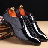 Big size Pointed Toe Men Casual leather shoes Lace-Up Dress shoes Male Flats Fashion Oxfords shoes 03B