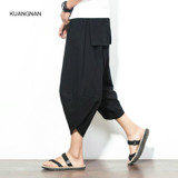 Big Size M-5XL Men Solid Color Fashion Casual Pant Summer Mens Loose Wide Leg Harem Trousers Jogger Sweatpants