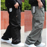 Big Size Cargo Pants Men Hip Hop Harem Trousers Casual Loose Wide Leg Pockets Pants