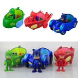 Big Size 3pcs Cars and 3pcs dolls Characters Catboy Gekko Cloak Action Figure freddy Toys Boy Gift Birthday Christmas