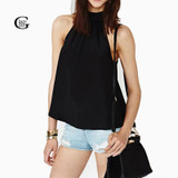 Big Sale Women Summer Blouses Chiffon Vest Shirts Tops Off Shoulder Sleeveless Backless Blusas Tank Tops Ladies Candy Color Vest