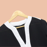 Big Sale Long Sleeve Chiffon Blouses For Women Deep V-neck Patchwork Blouses Shirts Summer Casual Women Tops