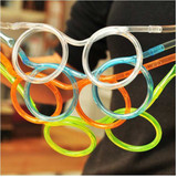 Big sale Creative Funny Soft Glasses Straw Unique Flexible Drinking Tube Kids Party Accessories Random Color