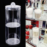 Big Promotion Acrylic Cotton Swab Organizer Box Portable Round Container Storage Case Make up Cotton Pads Q-tip Box For Home