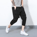 Big Pocket Male Harem Pant Jogger Sweatpants Men Fashion Casual Calf Length Trousers