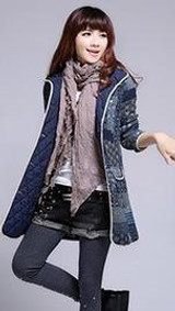 Hot Sale Women Coat Winter Warm Slim Trench Coats Hooded Printing Long Outwear Clothing