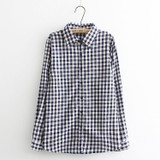 Hot Sale Women Blouses Long Shirts Single Breasted Plaid Cotton Shirt Wild Casual Streetwear Shirt Women Plus Size Blouse BE66