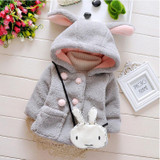 Hot Sale Winter Baby Girls Coats Kids Rabbit Jackets Fashion Hooded Children Outdoor Parka Warm Thickening Cotton-padded Coats