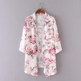 Hot Sale Summer Women Tops Beachwear Kimono Cardigans Floral Print Chiffon Long Casual Women Blouses feminina Kimonos SY