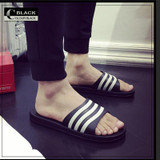 Hot Sale Summer Slipper Men EVA Beach Slippers Mens Flip Flops Fashion with Stripe Bars Black and White Casual Sandalias Hombre