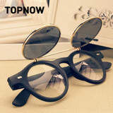 Hot Sale Steampunk Goth Glasses Goggles Round Flip Up Sunglasses Women Men Retro Vintage Fashion Eyewear Unisex Oculos de sol