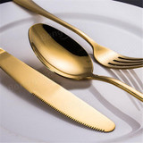 Hot Sale Stainless Steel Golden Western Food Dinnerware Cutlery Fork Knife &amp; Scoop Tableware Cutlery Set