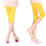 Hot Sale Solid Candy Color Women Summer Leggings High Stretched High Quality Fitness Clothing Cropped Trousers Women Fashion