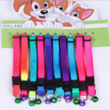 Hot Sale Rainbow Dog Cat Bell Collar Adjustable Comfortable Pet Collars For Small Dogs Puppies Pets Collars Outdoor Candy Color