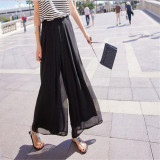 2017 Lady Wide Leg Chiffon High Waist Pants Long Loose Culottes Trousers J612