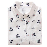2017 Ladies White Shirt Autumn Fashion blouses for School Girl Long Sleeve Women Blouses Animal Print Tops Blusas Feminine Bluse