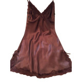 2017 Ladies Sexy Silk Satin Night Dress Sleeveless V-neck Nightgown Lace Sleepwear For Women