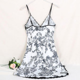 2017 Ladies Sexy Silk Satin Night Dress Sleeveless V-neck Nightgown Lace Sleepwear For Women