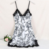 2017 Ladies Sexy Silk Satin Night Dress Sleeveless V-neck Nightgown Lace Sleepwear For Women