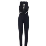 2017 Lace Patchwork Romper Playsuits Long Pants  Plus Size New Elegant Rompers Sleeveless Women Jumpsuit Fashion Bodysuit