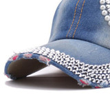 2017 Korean Style Women Denim Baseball Cap Rhinestone Heart Shape Caps for Spring/Summer/Autumn/Winner
