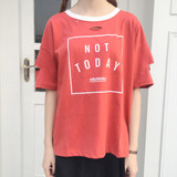 2017 Korean Style Letter Printed All Match Loose Causal Hole Short Sleeve Female T-shirts