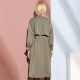 2017 Korean style Office elegant Three colors drawstring Waist Long trench coat for women Casual windbreaker female