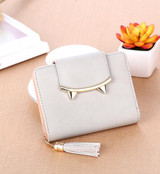 2017 Korean Cute Cat Ears Leather Short Tassel Women Wallet Small Day Clutch Trifold Female Purse ID Coin Card Holder Mini Bag