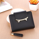 2017 Korean Cute Cat Ears Leather Short Tassel Women Wallet Small Day Clutch Trifold Female Purse ID Coin Card Holder Mini Bag