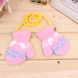 2017 Fashion Children Boy Girls Gloves Kids Coral Fleece Cute Cartoon Cat Halter Pack Gloves Warm Winter Mittens Kid Accessories