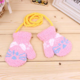 2017 Fashion Children Boy Girls Gloves Kids Coral Fleece Cute Cartoon Cat Halter Pack Gloves Warm Winter Mittens Kid Accessories