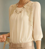 2017 Fashion Chiffon Shirts New Turn-down Collar White Blouse Brand Women Lace Loose Plus Size S-XXL Casual Blusas Femininas