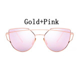 2017 Fashion Cat Eye Sunglasses Women Or Men Brand Designer Flat Rose Gold Mirror D Cateye Sun Glasses Lady Shades Female UV400