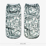 2017 Fashion Casual Cute Harajuku Funny Socks Unisex Low Cut Ankle Socks  Dollar Style Hockn 3D Printed Meias Man Women Sock