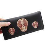 2017 fashion brand wallets for women creative rivet skull pattern wallet womens luxury brand purses carteira female card holder