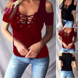 Stylish Women clothes Ladies Summer pullover V-neck pullover Loose Shirts Short Sleeve Polyester Casual Blouses one pieces