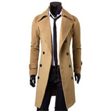 Stylish Trench Men Outwear Slim Coat Winter Long Jacket Double Breasted Overcoat Woolen Coat