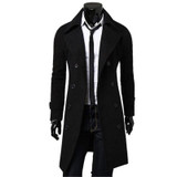 Stylish Trench Men Outwear Slim Coat Winter Long Jacket Double Breasted Overcoat Woolen Coat